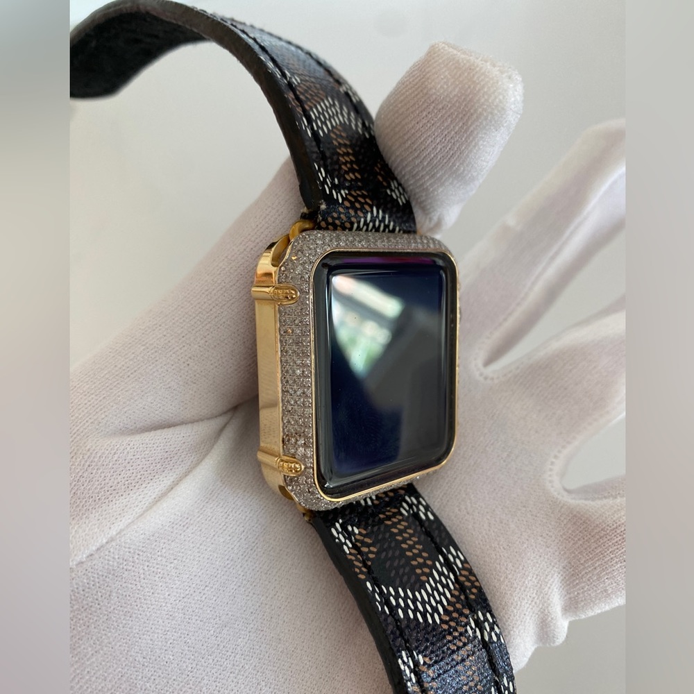 Apple Watch 42mm Series 1 + Goyard offmarket Strap + Real 2.5ct Diamond Bezel